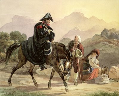 Poliziotto italiano a cavallo con gente rurale, c.1830 da Carl Wilhelm Goetzloff